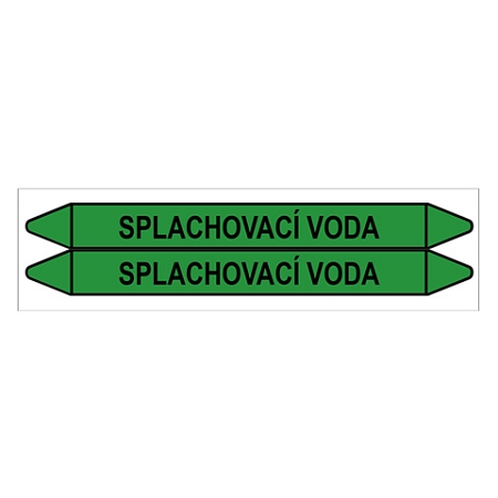 Značení potrubí, splachovací voda,2 ks, 450 × 52 mm